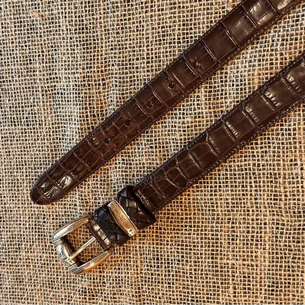 Brighton Small Belt Silver Buckle‎ Alligator stamped texture Excellent Condition
